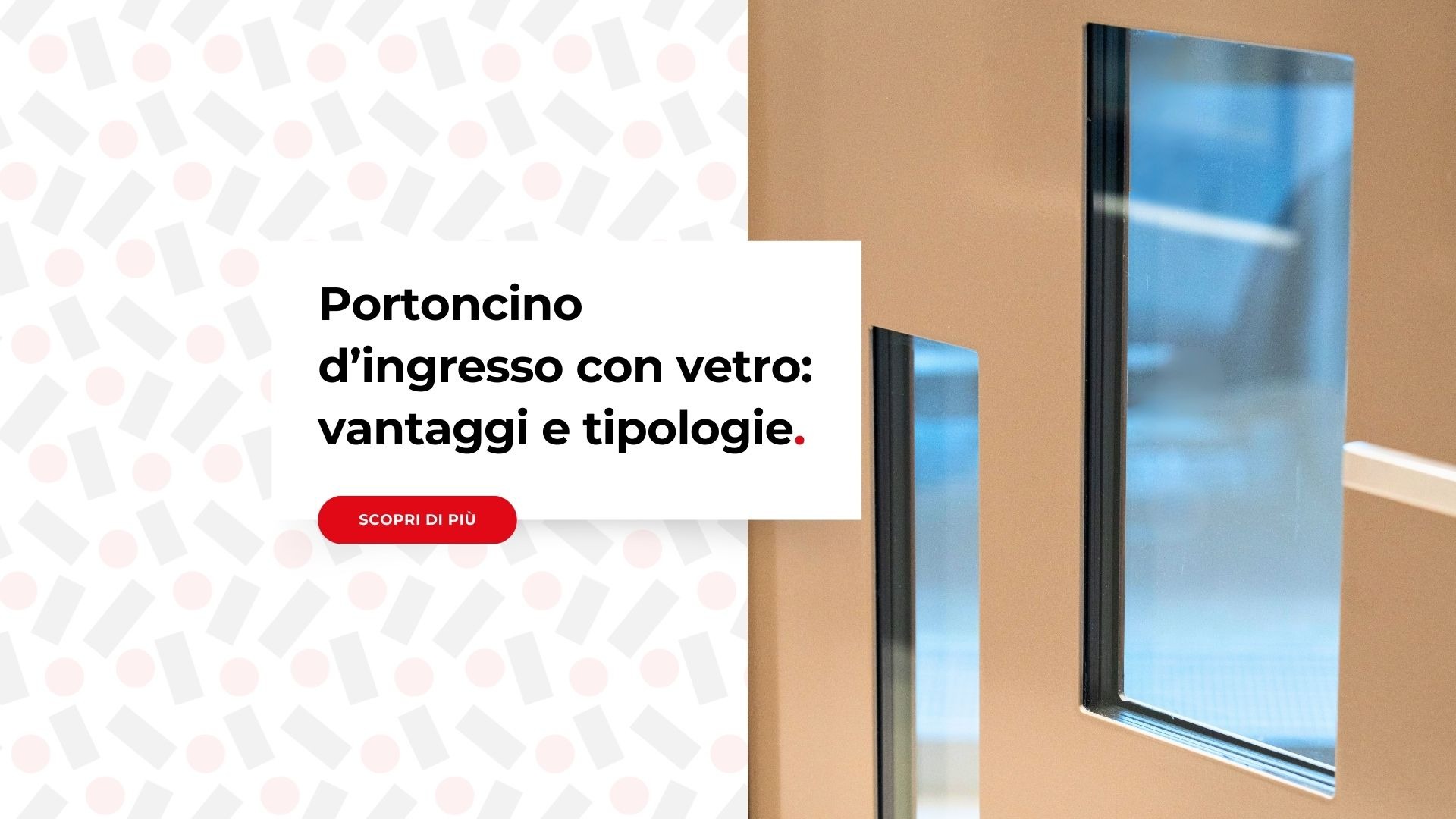 Portoncino ingresso con vetro moderno con inserto vetrato verticale.